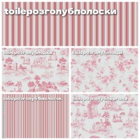 ПРЕДЗАКАЗ. Батист из коллекции Toile de jouy - Розово-голубой - Пять видов