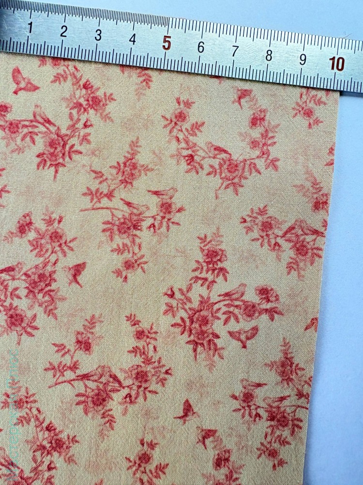 Бежевый 15 Toile de jouy птицы розово-бежевый